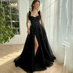 OEING Sweetheart Evening Dresses Bow Spaghetti Straps Split Prom Gowns Floor Length Vestidos De Fiesta For Foamal Party Dress