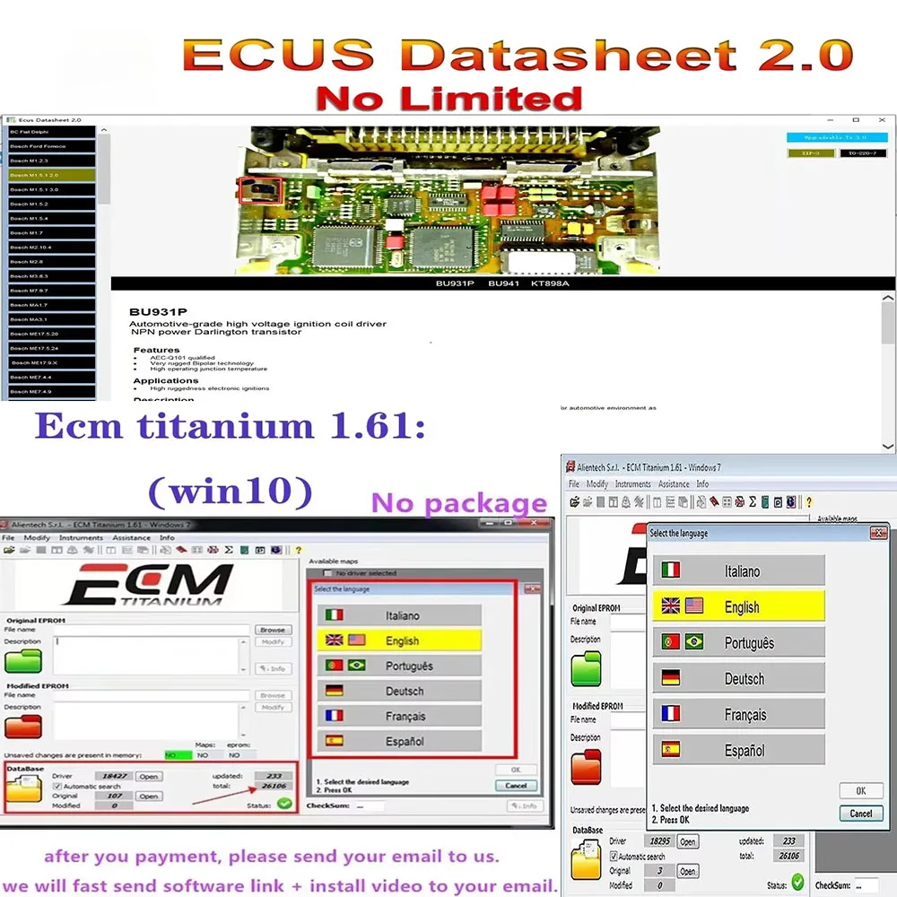 ECM TITANIUM 1.61+Ecus Datasheet 2.0 Software PCB Schematics with Electronic Components of Car ECUs and Additional Informatio