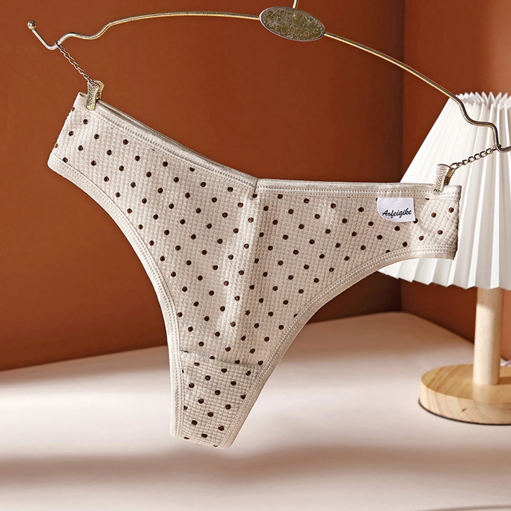 Cotton Panties Women Sexy Dots Thong Briefs Breathable Trunks Comfortable T Back Underpants Bikini Underwear Low Waist Knickers