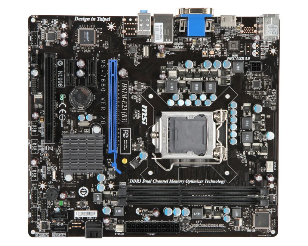

MSI H61M-E23(B3) Материнская плата Intel H61 LGA 1155 Core i3-2130 3245 2405 2500 3340 3470 3570 3770 Процессор Micro ATX