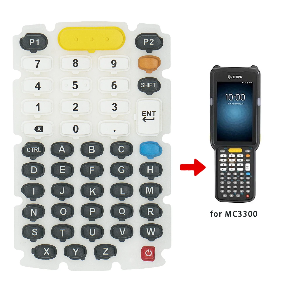 Teclado de borracha para Barcode Scanner, substituição para Zebra MC3300, 47 teclas, peça sobresselente, novo