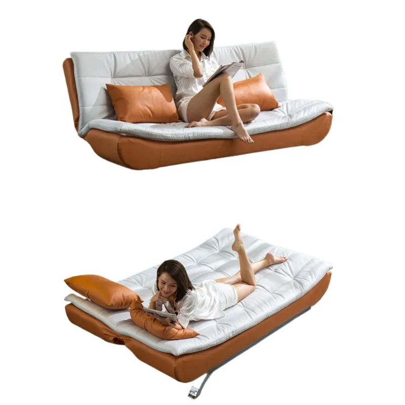 Folding sofa bed dual-purpose, modern living room latex fabric single sofa bed