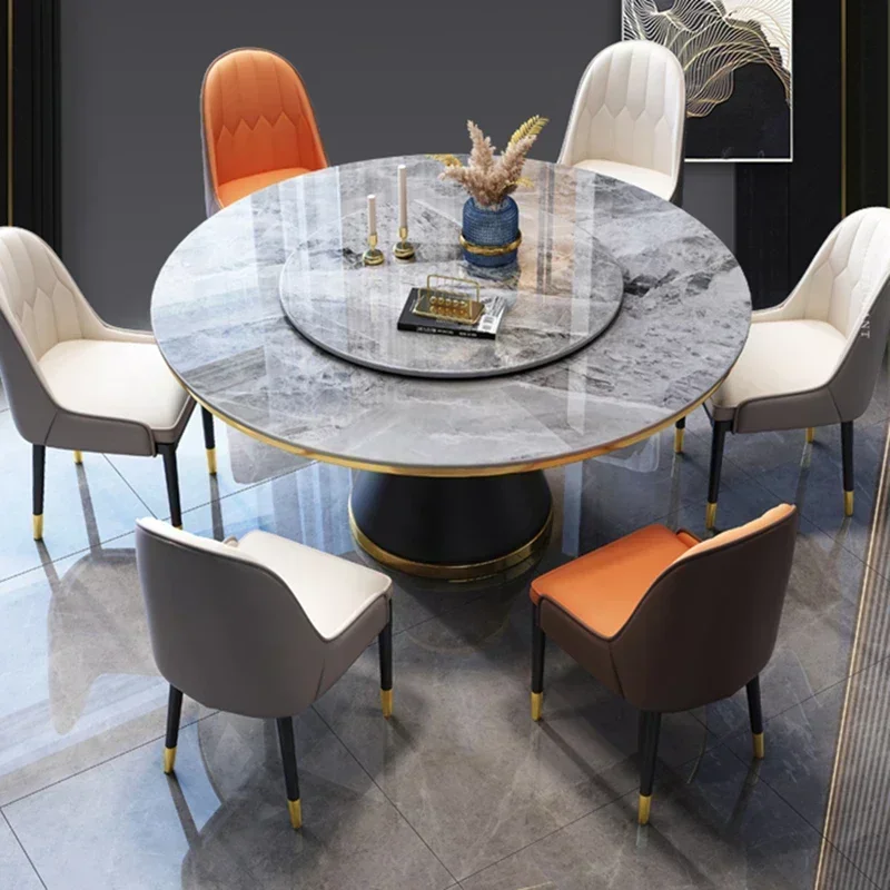 Center Round Dining Tables Mobile Marble Stone Luxury Dining Table Mid Century Modern Multifunctional Tavolino Home Furniture