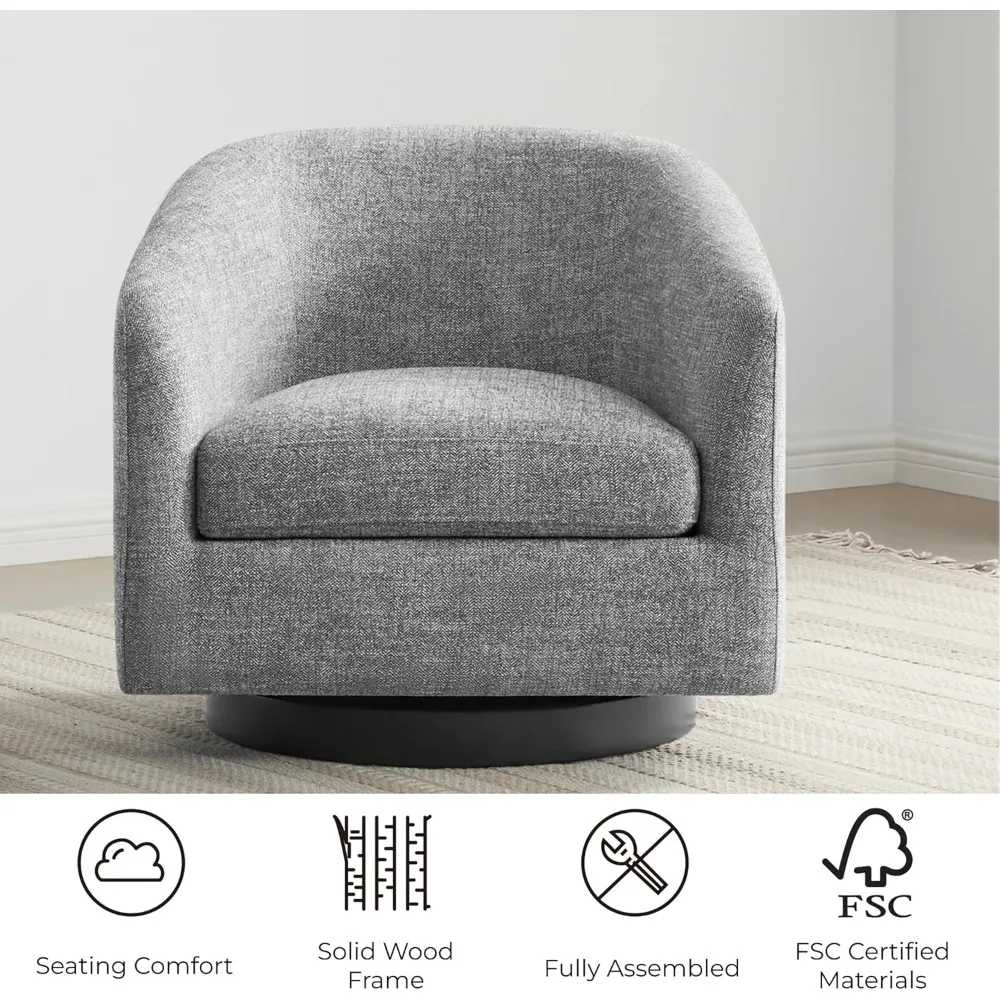 

NEW Swivel Accent Chair, FSC Certified Upholstered Fabric Barrel Chair for Living Room, Fully Assembled, Pebble Grey