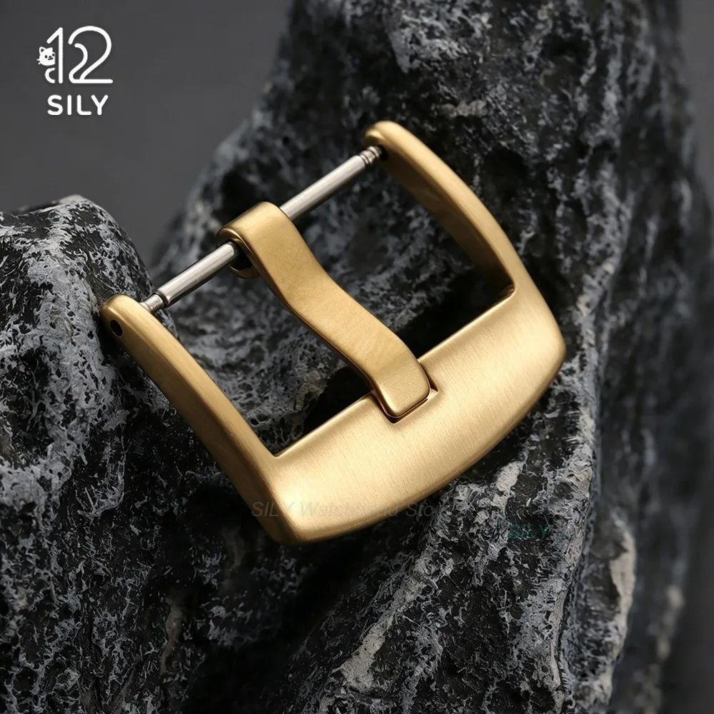 18mm 20mm 22mm Silver Gold Black Leather Watch Band Clasp Brushed Stainless Steel Watch Strap Pin Buckle Replacement Accessories