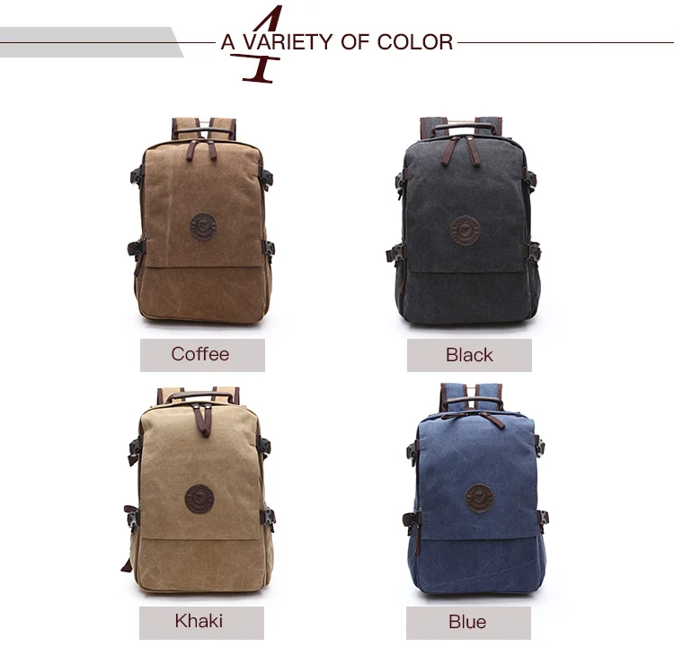 High Grade Canvas Backpack Men Solid Color Laptop Bags 2023 Superior Vintage Outdoor Design Durable New Trend Classic