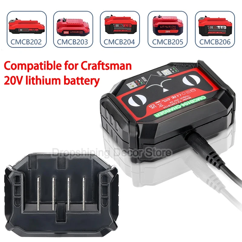 For Craftsman Charger CMCB201 CMCB202 CMCB204 CMCB206 CMCB209 Compatible For Craftsman 20V Max V20 Lithium Battery charging
