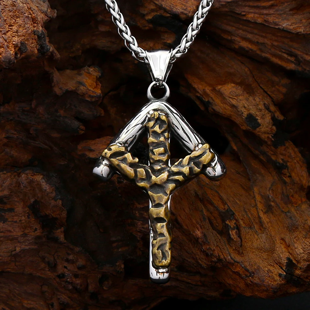 Retro Algiz Rune Pendant Necklace Stainless Steel For Men Women Viking Myth Of Europe Amulet Party Fashion Jewelry Gifts