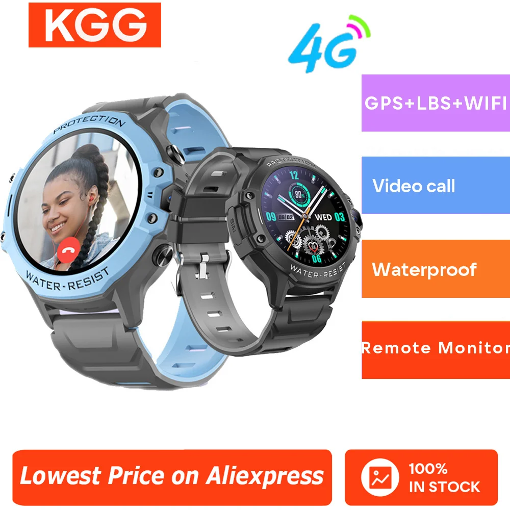 4G أطفال ساعة هاتف ذكي 1.28 ''مقاوم للماء لتحديد المواقع واي فاي LBS موقع مكالمة فيديو الدردشة SOS دعوة كاميرا الأطفال Smartwatch الهدايا