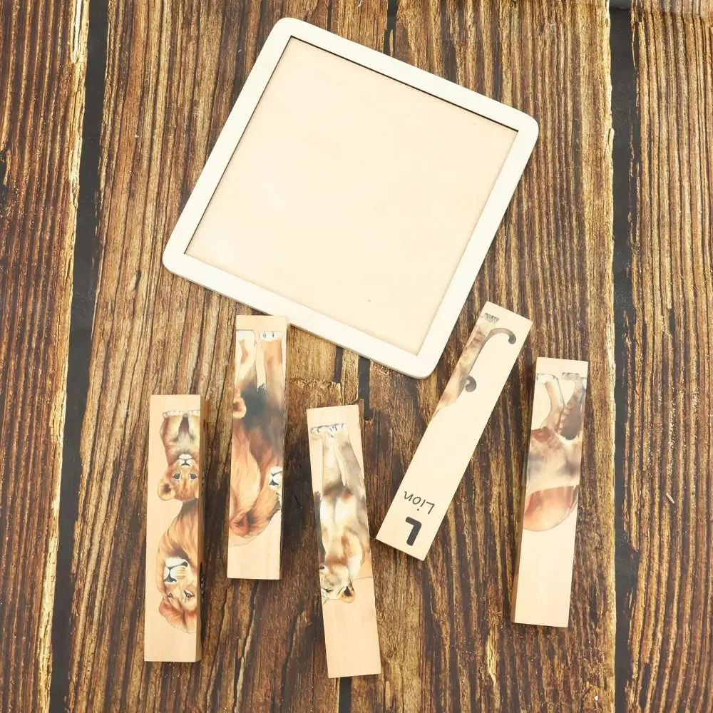 

Wooden Wooden Animal Puzzles Matching Montessori Animal Theme Block Puzzle Logical Thinking Educational Wooden Rotating Jigsaw