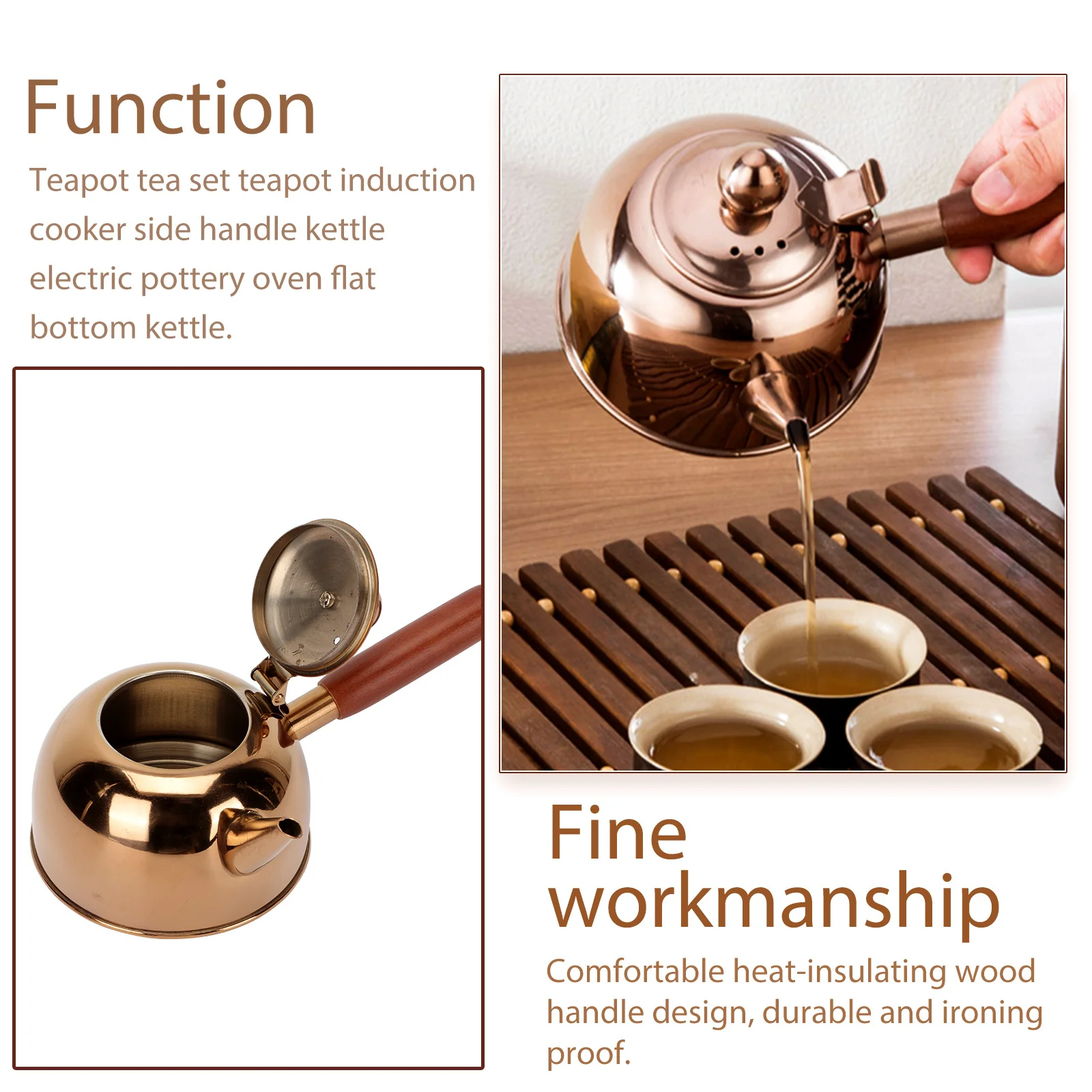 

Stainless Steel Handle Kettle Heat Resistant For Tea Coffee Lovers Boiling Pot Kitchen Accessory