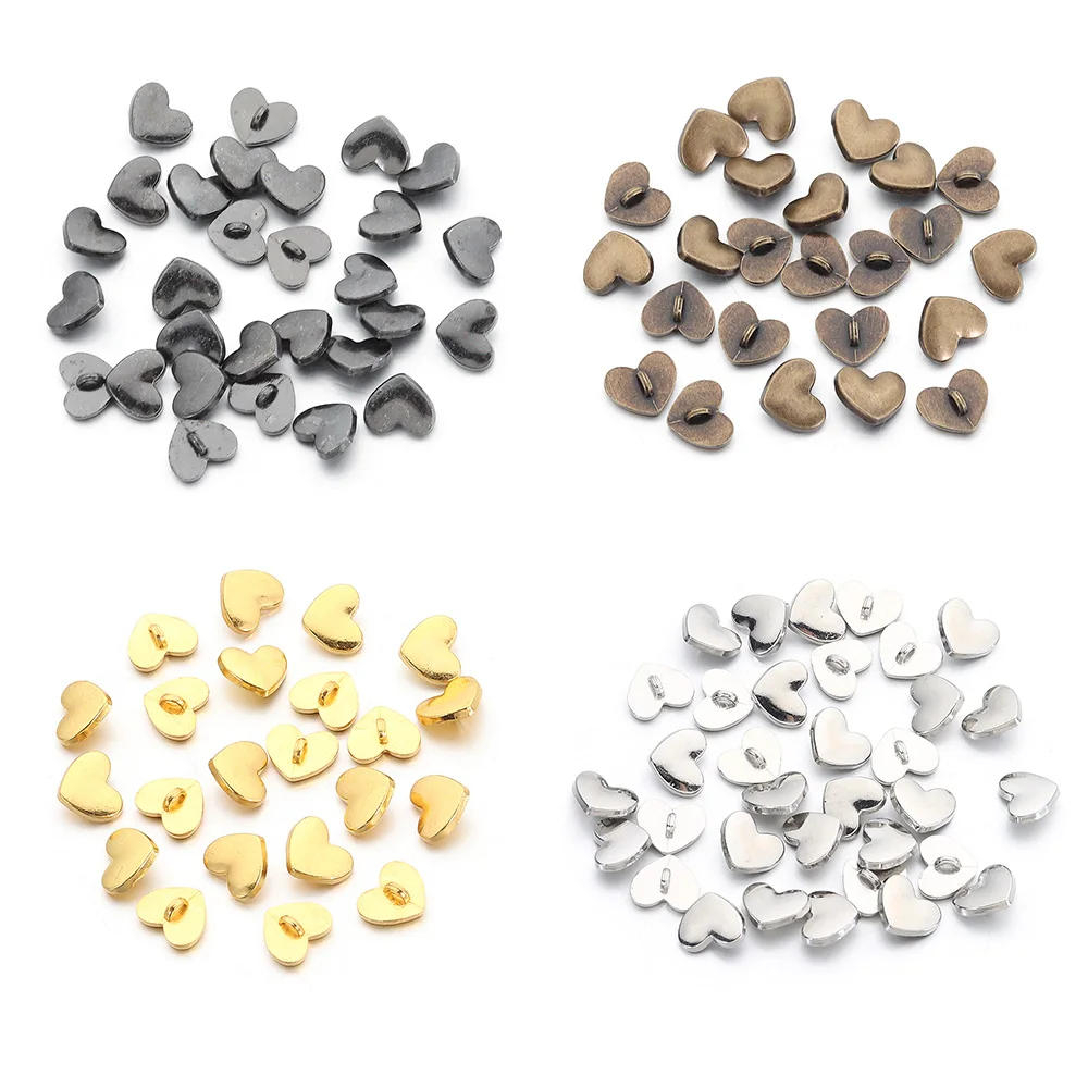 40pcs 8mm Heart Shape Buttons DIY Metal Ultra-small Buckles Mini Coat Buckle For 1/6 Clothing Buckles Accessories