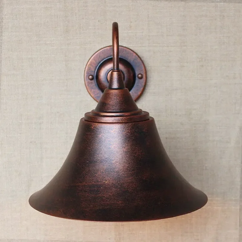 Industrial Antique Rust Retro Metal Shade Wall Lamp for Workroom Bedside Bedroom Light Bathroom Light Luminaire Home Lighting