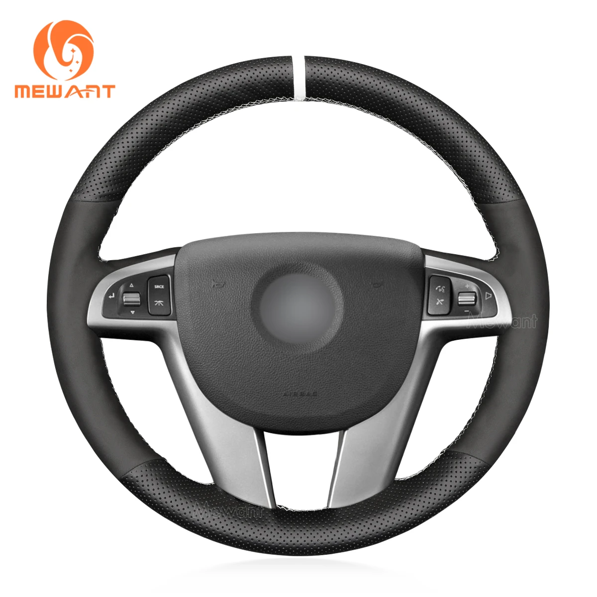 

MEWANT Black Genuine Leather Car Steering Wheel Cover for Pontiac G8 Holden Commodore Ute Calais Statesman Berlina Caprice