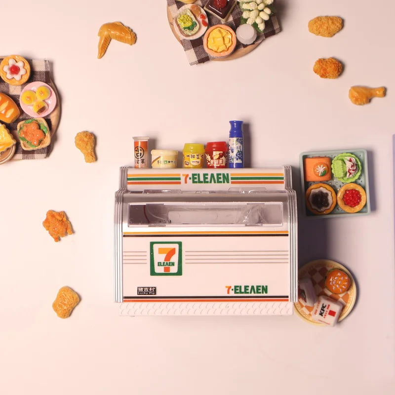 ثلاثية الأبعاد مغناطيس الثلاجة مصغرة رفوف الثلاجة الفريزر المغناطيسي الثلاجة ملصق مع ألعاب الطعام ديكور المنزل نماذج دمية