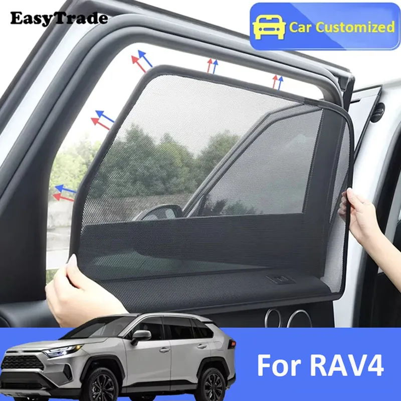 Para RAV4 2020-2024 protector solar magnético parasol de coche ventana lateral parasol cortinas de malla protector solar cubierta de aislamiento térmico