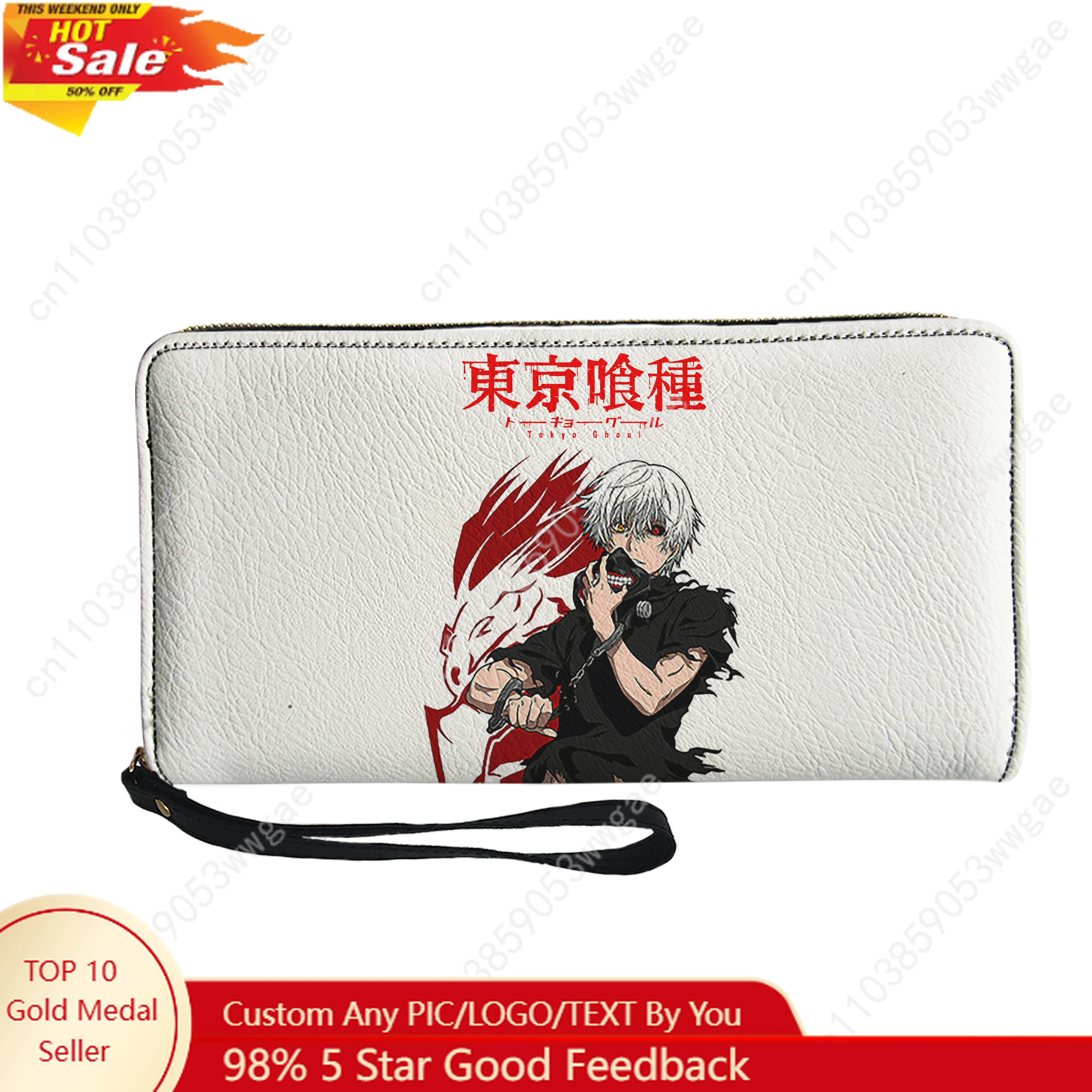 

Tokyo Ghoul Wallet Purse Mens Womens Teenager Zipper Long Wallet Double Print Commuter Customized Photo Portable Wallet Gift Bag