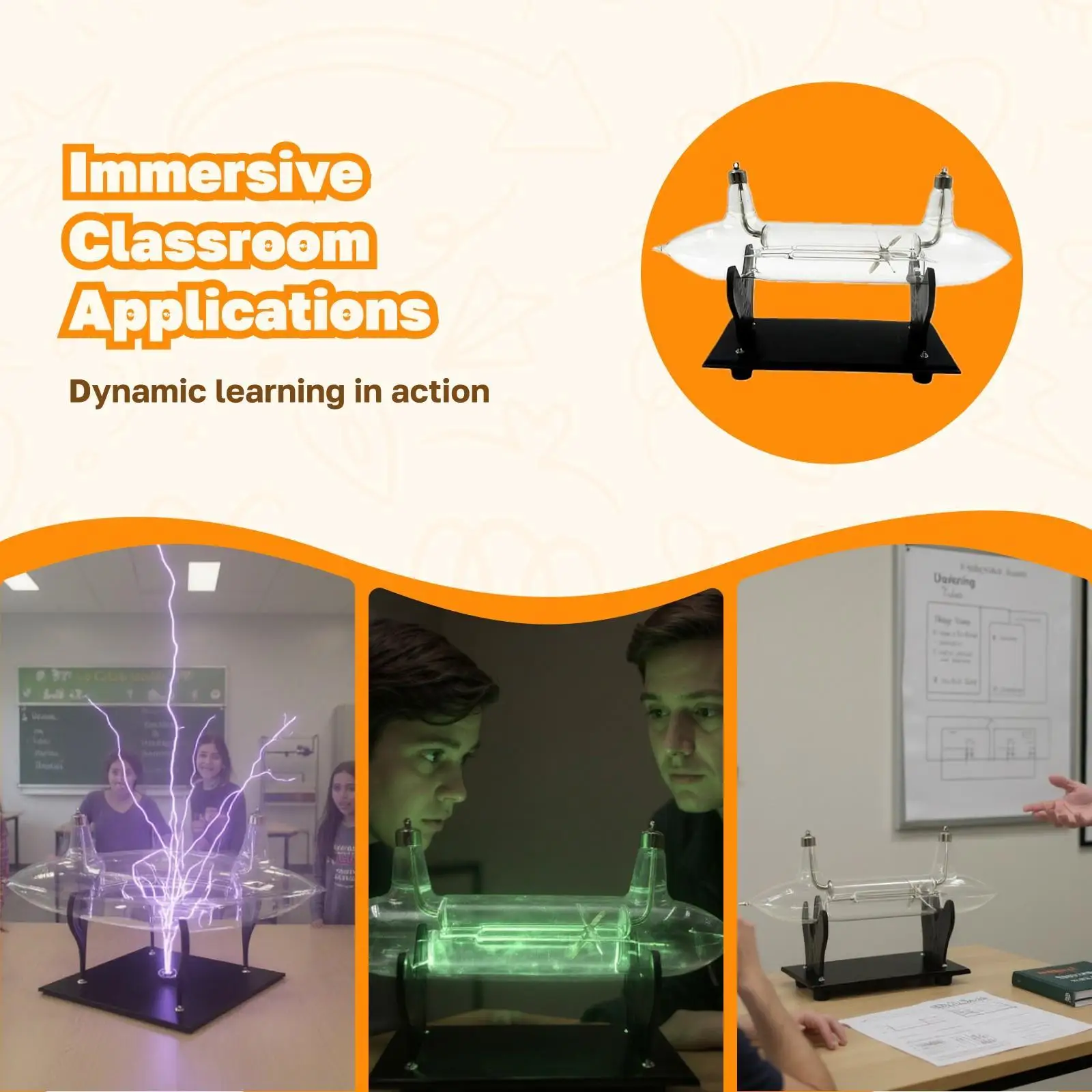 Equipamento de ensino de física tubo de raio cátodo efeito magnético mecanismo de vidro relógio de tubo para aprendizagem de estudantes