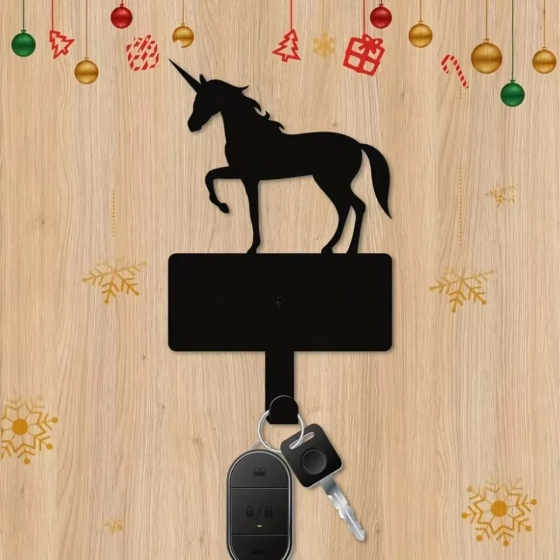 CIFBUY 1pc Unicorn Metal Wall Hook Rack,2D Flat Laser Cut Silhouette,Iron Wall Mount Key Belt Hanger
