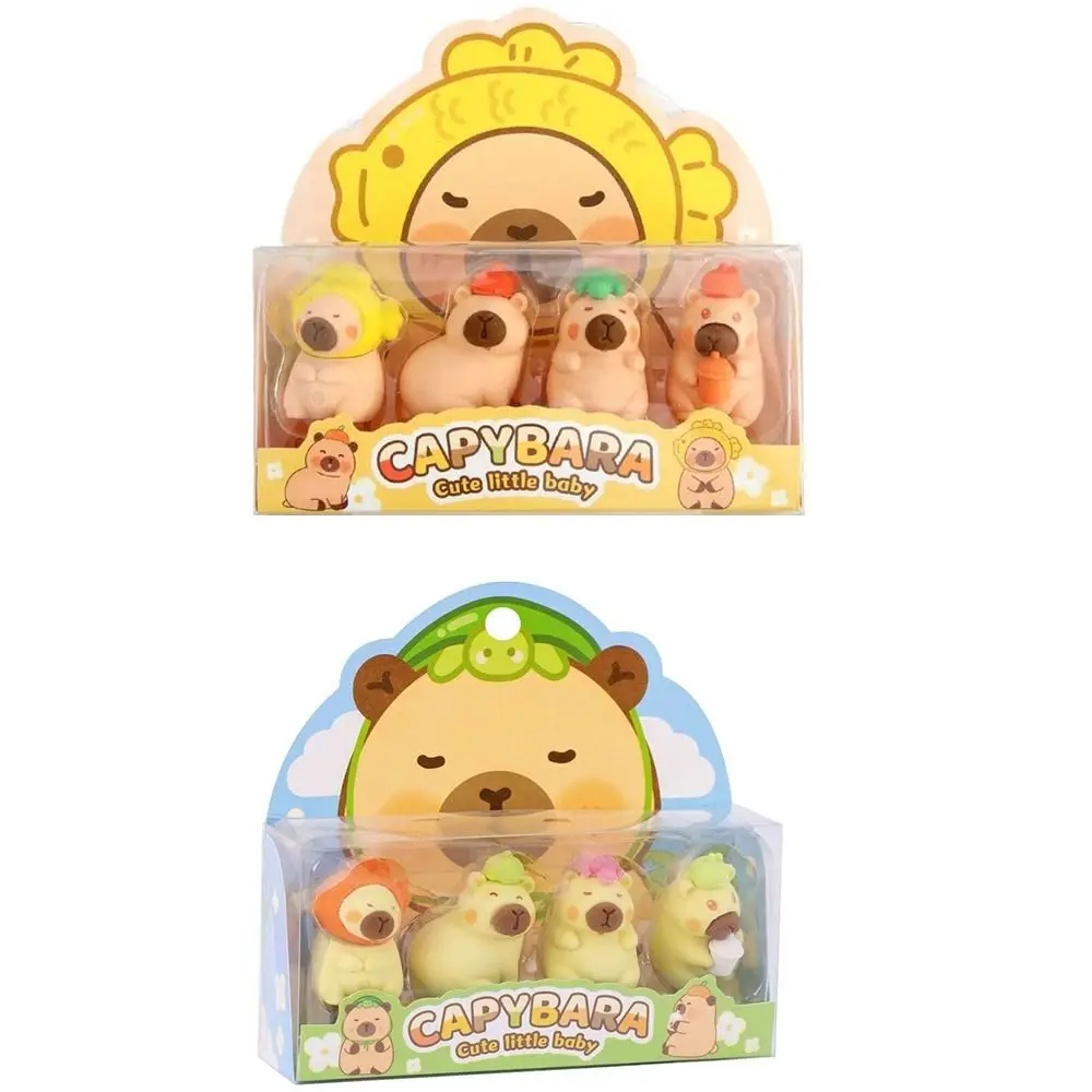 4Pcs New Stationery Capybara Eraser Capybara Children Toys Pencil Rubber Gifts Kindergarten Reward Eraser