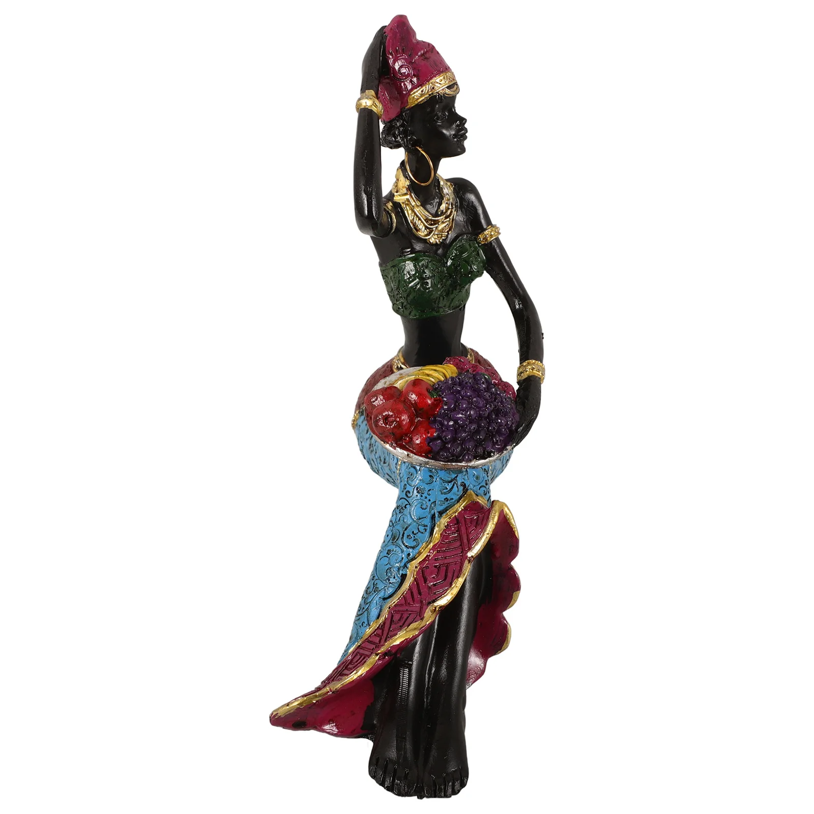 

Resin African Lady Sculpture Unique Ethnic Design Safe Material Artistic Atmosphere Office Home Decor Gift