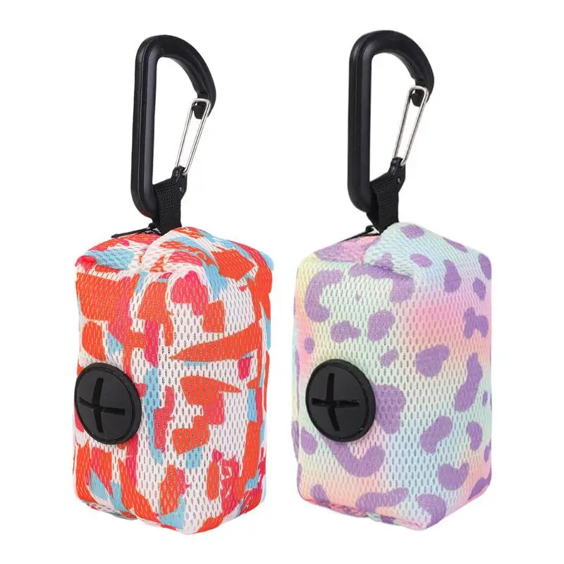 Fabric Dog Poop Bag Dispenser Holder Lightweight Durable With Carabiner Large Capacity Waste Bag Pet Supplies ﻿