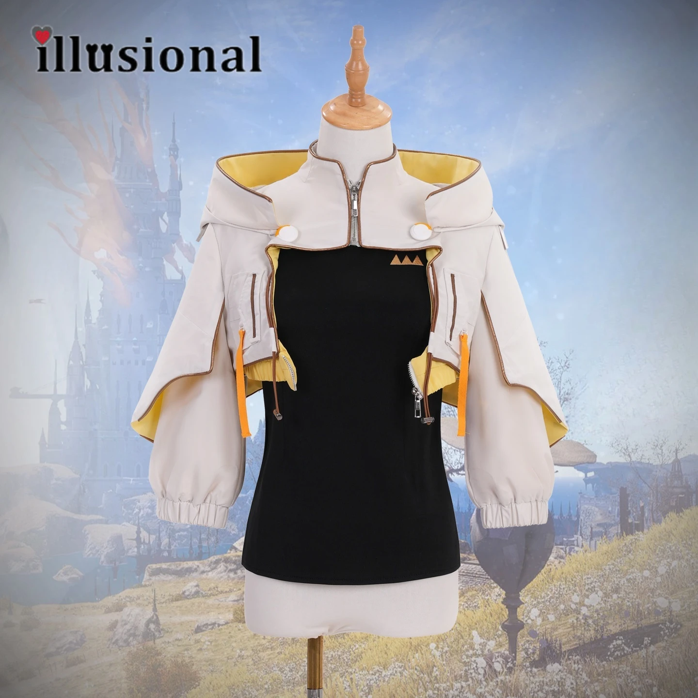 

Иллюзионный аниме Final Fantasy Minfilia Косплей Костюм FF14 Minfilia Униформа Костюм Верхнее пальто Костюмы на Хэллоуин