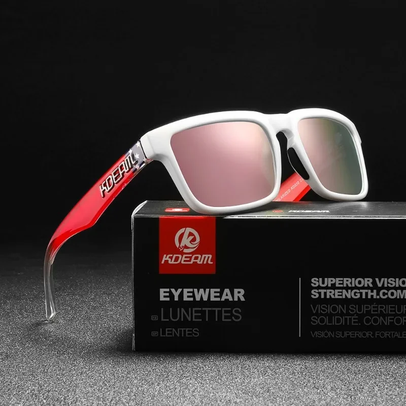 Neue KDEAM Marken-Sonnenbrille in Hochwertiger Quadratischer Form für Herren, Sport-Polarisierte Sonnenbrille 2026 mit Reflektierender Beschichtung, Farbige Gläser UV400-Schutz