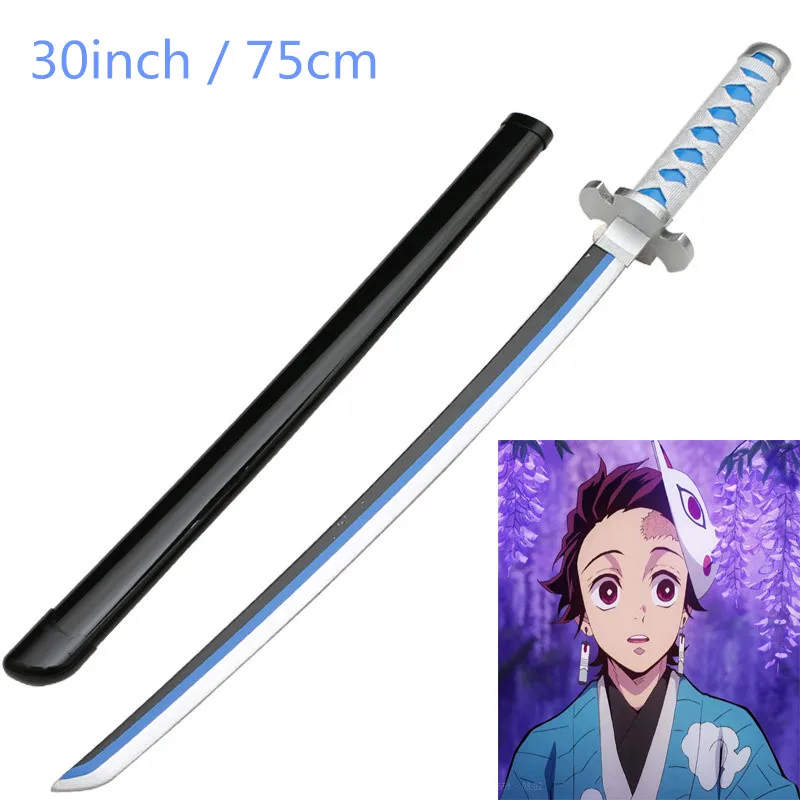 

Kimetsu no Yaiba 75cm Cosplay Newest Wood Kamado Tanjirou Demon Slayer Katana Sword God of Fire 30inch Weapon Model