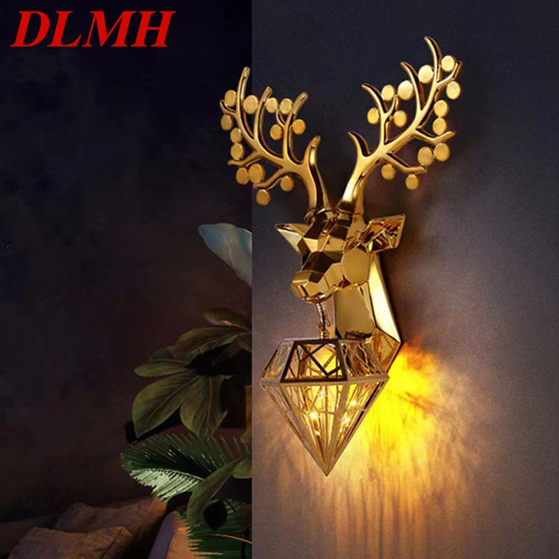 

DLMH Contemporary Sika Deer Wall Lamp Personalized And Creative Living Room Bedroom Hallway Aisle Decoration Light