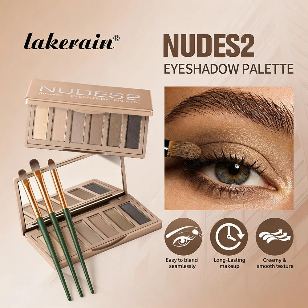 Lakerain Eyeshadow Palette Rich Pigment Neutral Shades Matte Nudes Finish Long Lasting All Day Eyeshadow Palette Comes With 3 Brushes