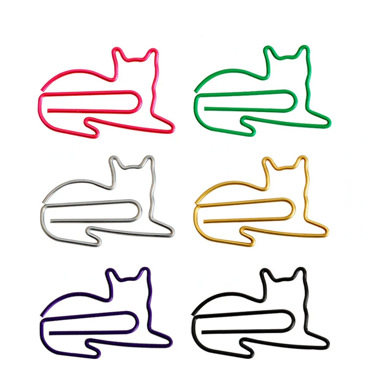 Boxed Creative paperclip office supplies Color Cartoon Cat Shape Metal Animal Special-shaped Spot Black Binder Gold Paper Clip