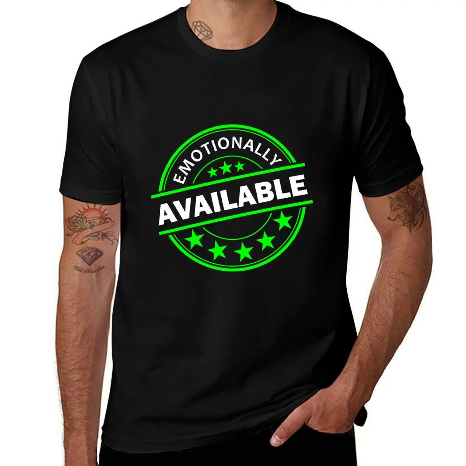 Emotionally Available Funny Positive T-Shirt Fashion Graphic Tee for Men