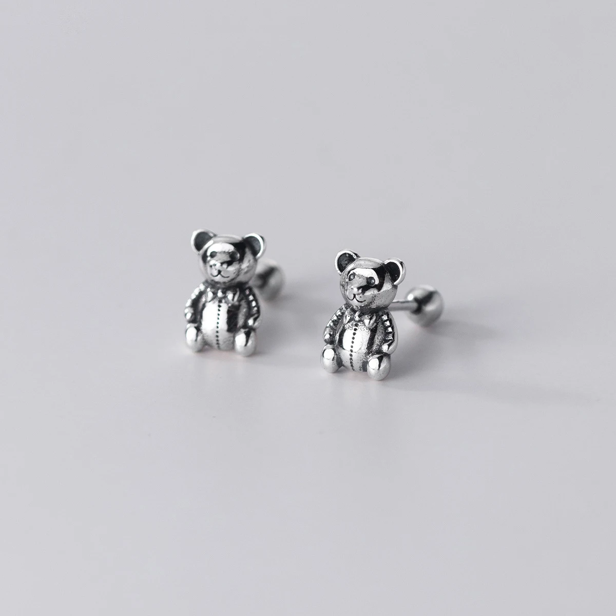 

Silver 925 Earring 2022 Doll Bear Thai Silver Stud Earrings Real 100% For Women Screw-Back Cute Jewelry Piercing Ear Modern