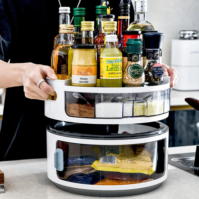 

‌360° Rotating Spice Rack - Non-Slip Turntable for Kitchen, Space Saving Storage for Bottles/Condiments, Heavy Duty Base