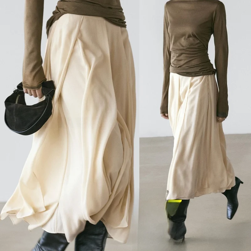 

Женская юбка А-силуэта средней длины, повседневная, приталенная, асимметричного кроя, для города, на каждый день, для офиса