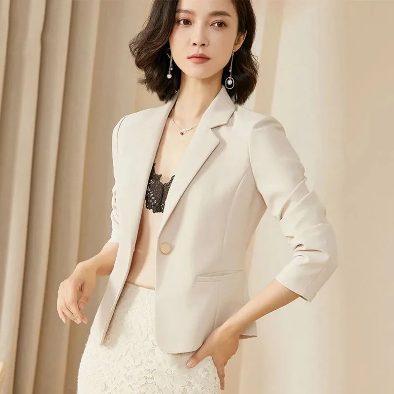 Blazer slim pour femme, veste courte imbibée, manteau de bureau pour femme, avocat professionnel, petit style, mode printemps automne, nouveau, 2024