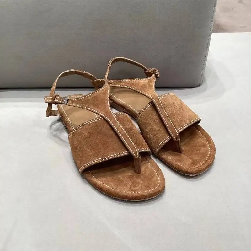 Women's sandals Flat flip-toe Open Toe Beach Shoes  Summer retro all-in-one casual Roman sandals for women