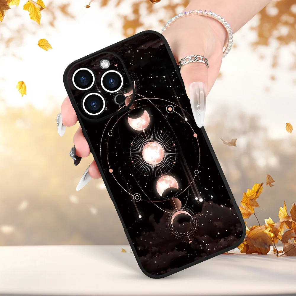 

Чехол для телефона с красивым лунным принтом, подходящий для iPhone 17, 16, 15, 14, 13, 12, 11 Pro/Max/Plus, матовый мягкий чехол «все включено»