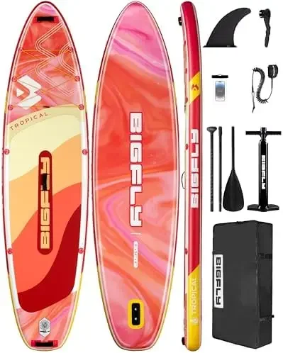 Iatable Stand Up Paddle Board 11’*34”*6”, Blow Up Paddle Board for Adults,with Detachable Fins, Pump, Floating Paddle