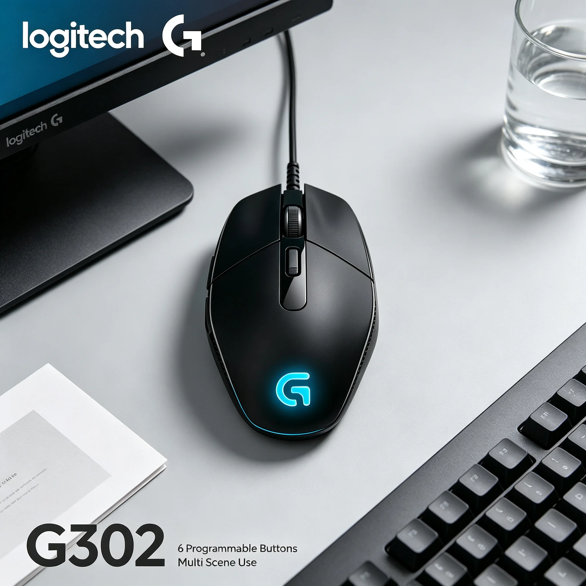 Logitech G302 Wired Gaming Mouse Pro‑Level E‑sports Performance Wired Mice for Valorant Fortnite PUBG FPS MOBA Desktop PC Gaming