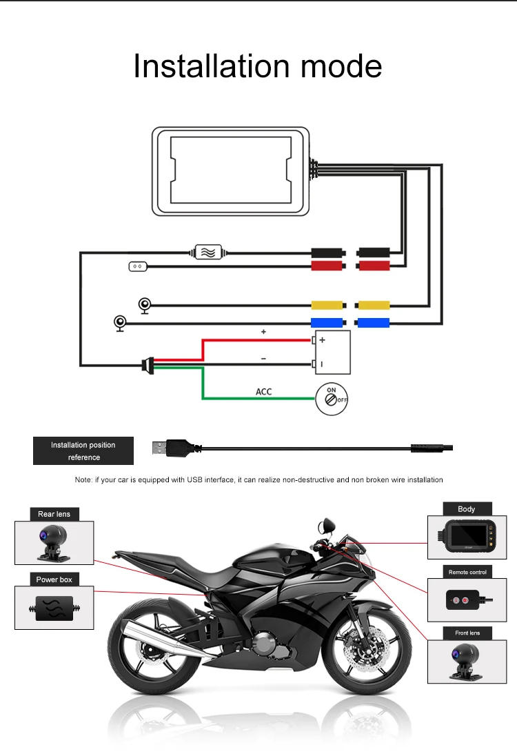 

Hot Sale Dual Lens Dashcam for Motorcycle Driving Recorder With WiFi APP Whole Bodys Waterproof Motorcycle DVR
