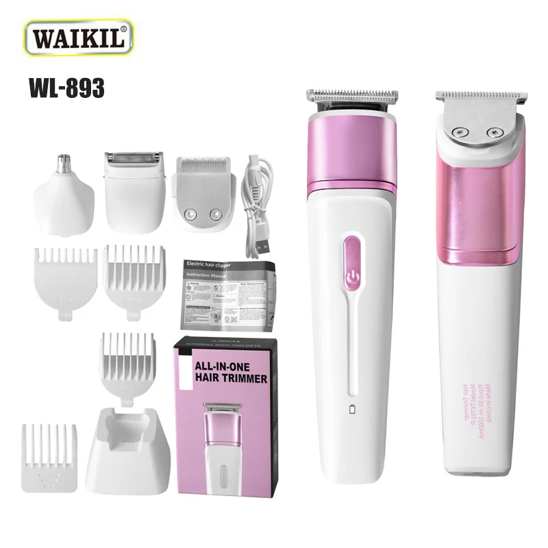 

WAIKIL Professional Women's Hair clipper 4-in-1 Multi functional Nose Hair Trimmer USB Charging Cordless Silent Hair Barber