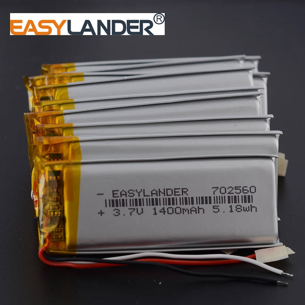 

10Pcs/Lot 3Wires 702560 3.7V 1400mAh Li-Polymer Li-ion Battery With Silicone Wires