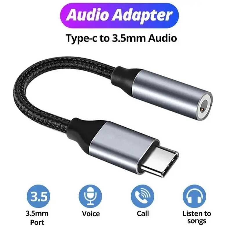 USB C Type C To 3.5mm Aux Adapter Type c 3 5 Jack Audio Cable Earphone Cable Converter for iPhone 16 15 Pro Samsung Galaxy S24