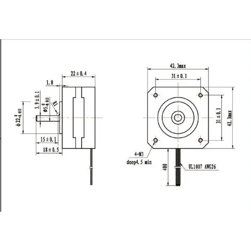 فطيرة Nema17 محرك متدرج 42 محرك متدرج 0.8A 120mN.m
