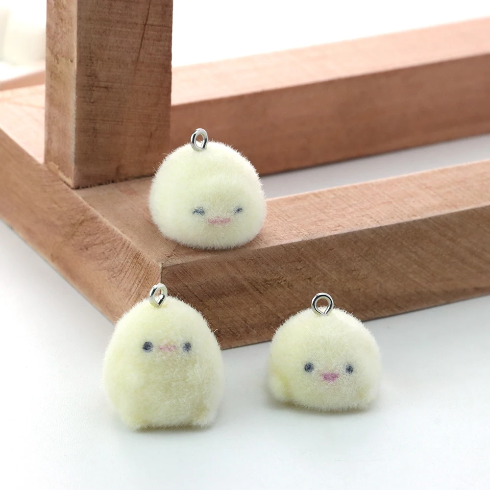 21pcs 3D Flocking Resin Potato Elf Charms Plush Dolls Pendants for Necklace Earrings Keychain Making DIY Jewelry Accessories