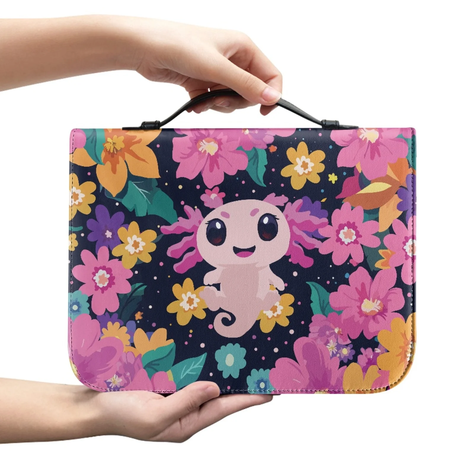 XIXIRIMIDO Cute Floral Theme New Trend Bible Book Covers PU Leather Large Capacity Bible Bag for Church