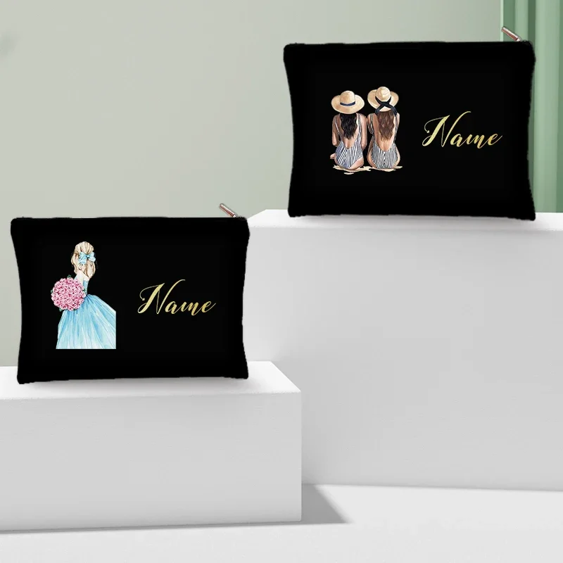 Bolsa de cosméticos con nombre personalizado para dama de Honor, bolsa de maquillaje personalizada, regalo de fiesta de despedida de soltera, Mini embrague