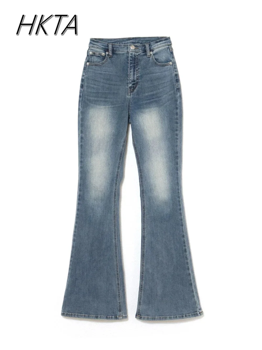 2023 frühling Sommer Japanische Nische Spitze Bogen Hohe Taille Jeans Frauen Blau Ausgestelltes Denim Hosen Vielseitige Elastische Lange Hosen Mädchen